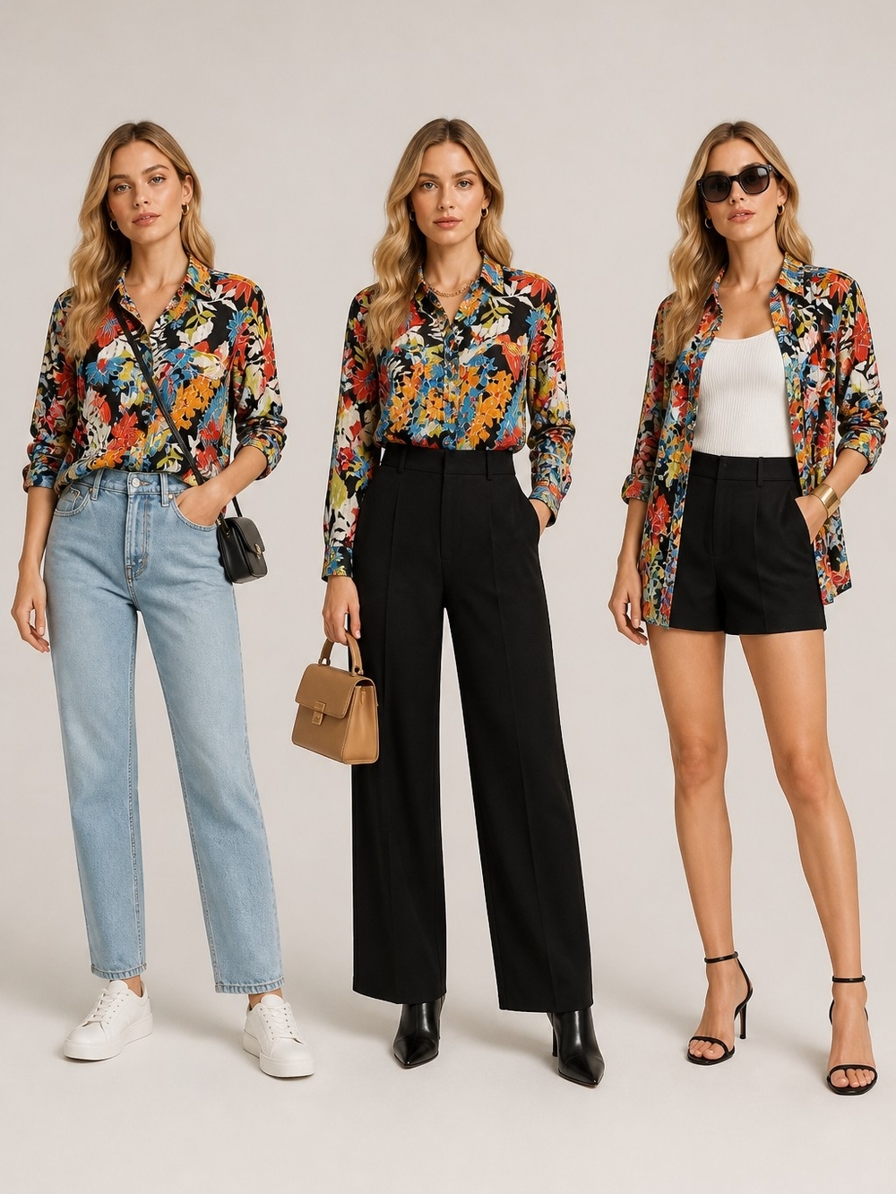 Multiples Multicolor Floral Button-Up Blouse